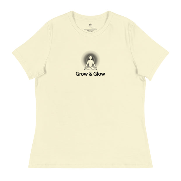 "Grow & Glow" Positive Thought Brand Women's Relaxed T-Shirt (Black Graphic)