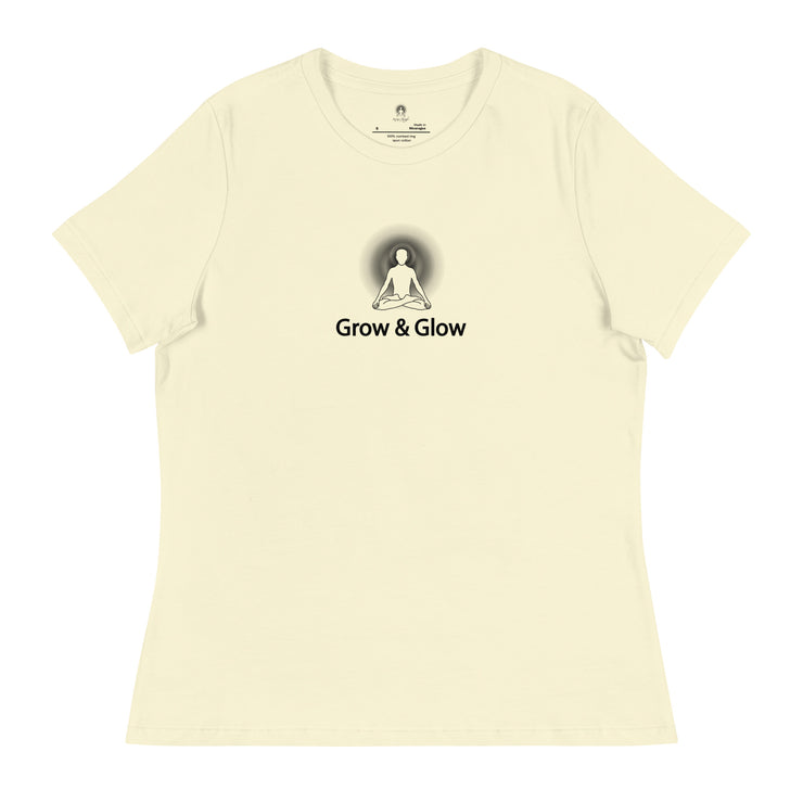 "Grow & Glow" Positive Thought Brand Women's Relaxed T-Shirt (Black Graphic)