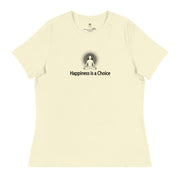 "Happiness is a Choice" Positive Thought Brand Women's Relaxed T-Shirt (Black Graphic)