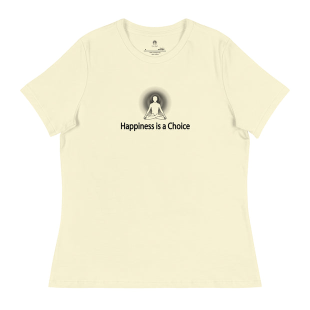 "Happiness is a Choice" Positive Thought Brand Women's Relaxed T-Shirt (Black Graphic)
