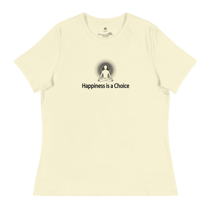 "Happiness is a Choice" Positive Thought Brand Women's Relaxed T-Shirt (Black Graphic)