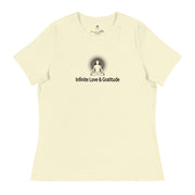 "Infinite Love & Gratitude" Positive Thought Brand Women's Relaxed T-Shirt (Black Graphic)