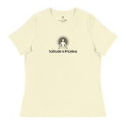 "Solitude is Priceless" Positive Thought Brand Women's Relaxed T-Shirt (Black Graphic)