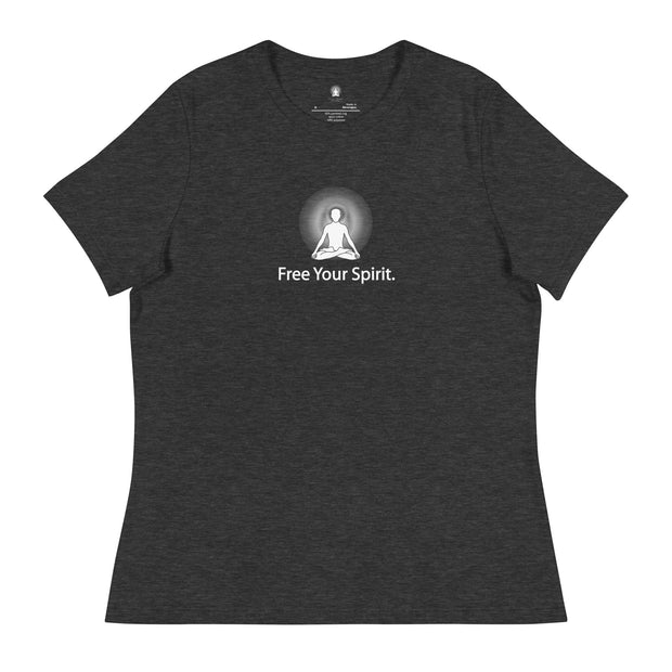 "Free Your Spirit" Positive Thought Brand Women's Relaxed T-Shirt (White Graphics)