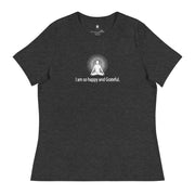 "I am so happy and Grateful" Positive Thought Brand Women's Relaxed T-Shirt (White Graphic)