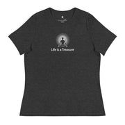 "Life is a Treasure" Positive Thought Brand Women's Relaxed T-Shirt (White Graphic)