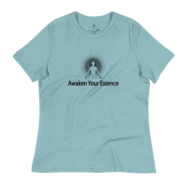 "Awaken Your Essence" Women's Relaxed T-Shirt (Black Graphic)