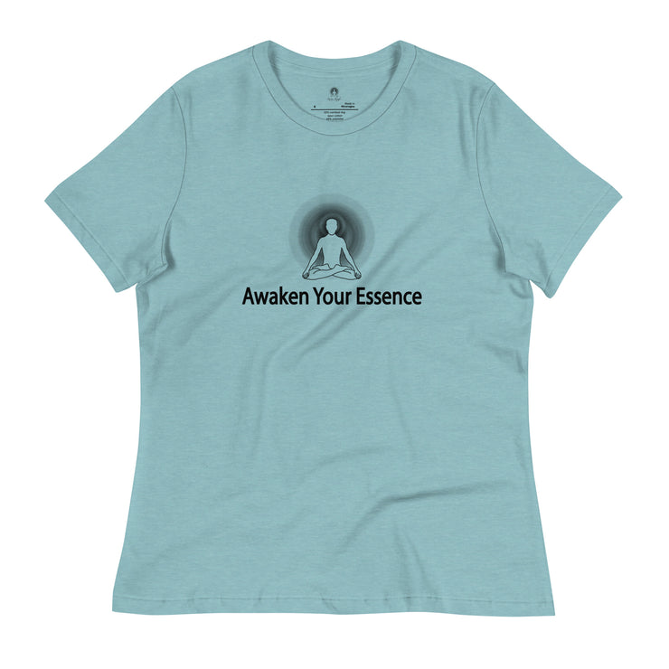 "Awaken Your Essence" Women's Relaxed T-Shirt (Black Graphic)