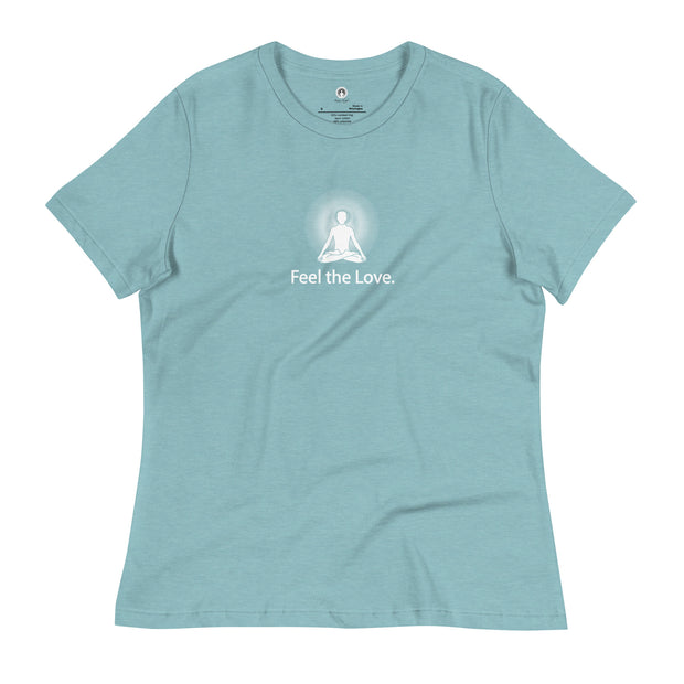"Feel the Love" Positive Thought Brand Women's Relaxed T-Shirt (White Graphic)
