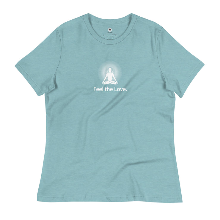 "Feel the Love" Positive Thought Brand Women's Relaxed T-Shirt (White Graphic)