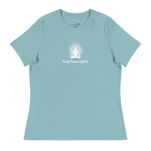 "Free Your Spirit" Positive Thought Brand Women's Relaxed T-Shirt (White Graphics)