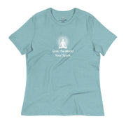 "Give the World Your Spark" Positive Thought Brand Women's Relaxed T-Shirt (White Graphic)