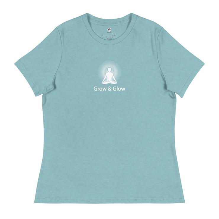 "Grow & Glow" Positive Thought Brand Women's Relaxed T-Shirt (White Graphic)