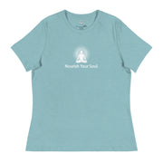 "Nourish Your Soul" Positive Thought Brand Women's Relaxed T-Shirt (White Graphic)