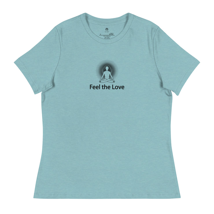 "Feel the Love" Positive Thought Brand Women's Relaxed T-Shirt (Black Graphic)
