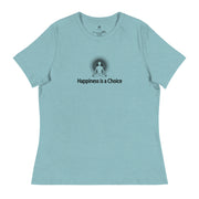 "Happiness is a Choice" Positive Thought Brand Women's Relaxed T-Shirt (Black Graphic)