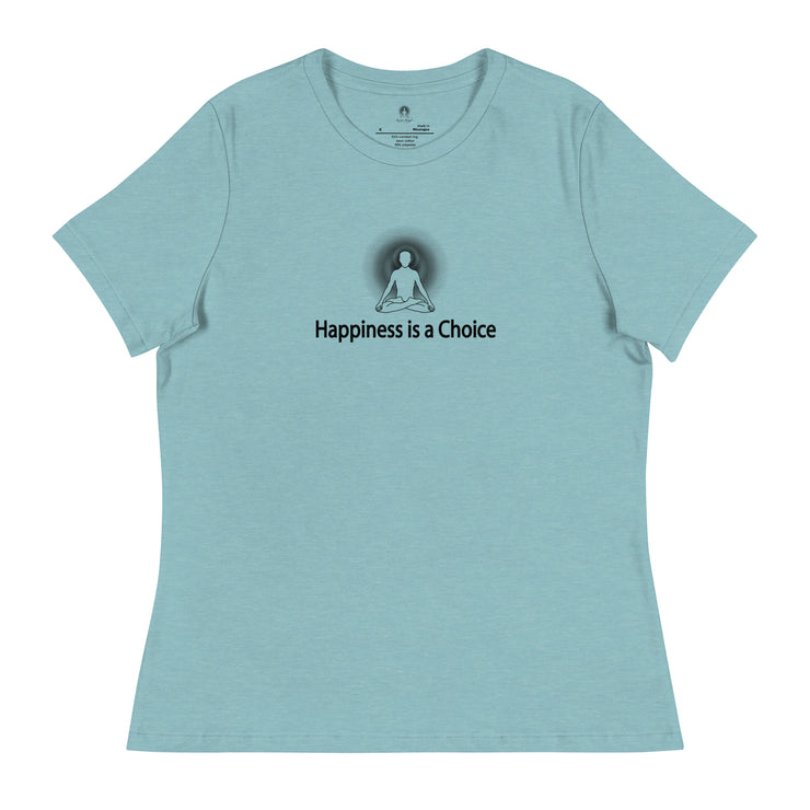 "Happiness is a Choice" Positive Thought Brand Women's Relaxed T-Shirt (Black Graphic)