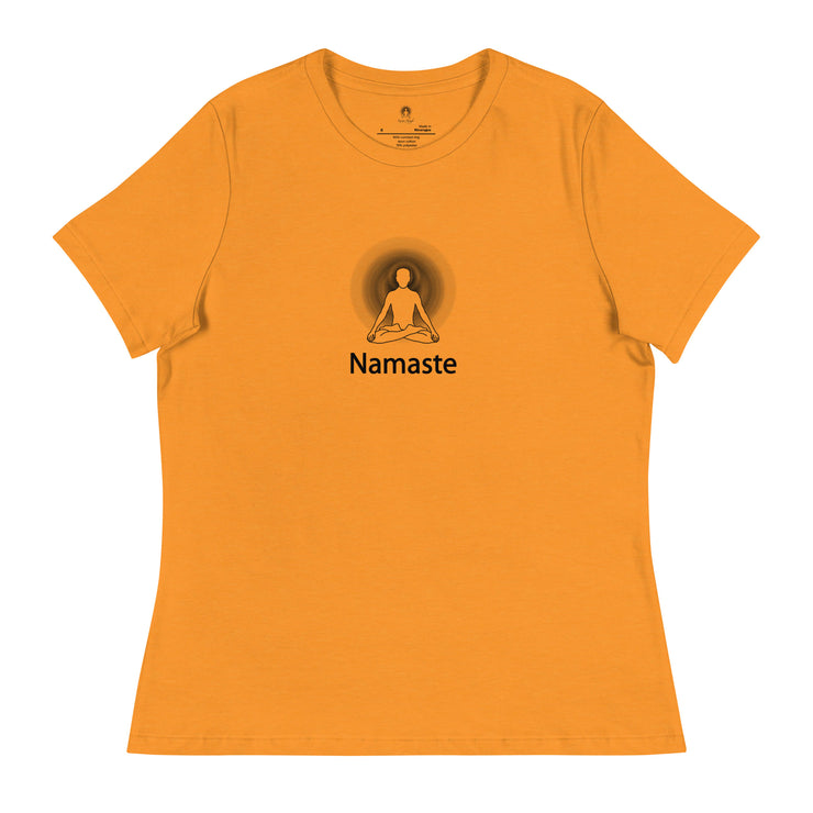 "Namaste" Positive Thought Brand Women's Relaxed T-Shirt (Black Lettering)