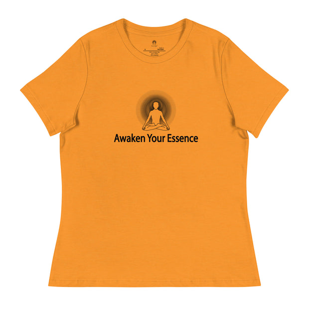 "Awaken Your Essence" Positive Thought Brand Women's Relaxed T-Shirt (Black Lettering)
