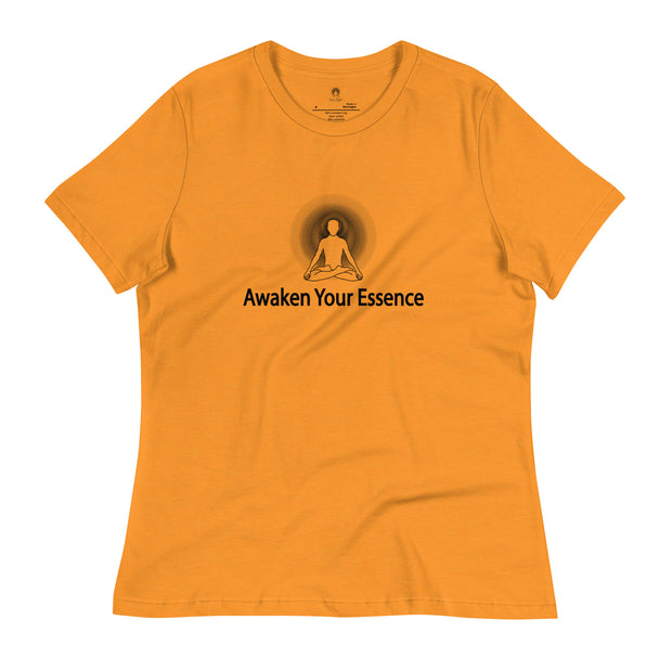 "Awaken Your Essence" Women's Relaxed T-Shirt (Black Graphic)