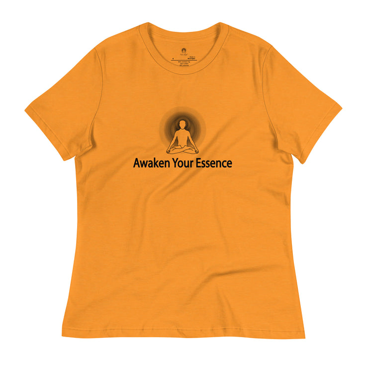 "Awaken Your Essence" Women's Relaxed T-Shirt (Black Graphic)