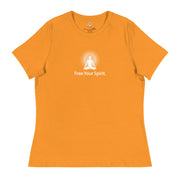 "Free Your Spirit" Positive Thought Brand Women's Relaxed T-Shirt (White Graphics)