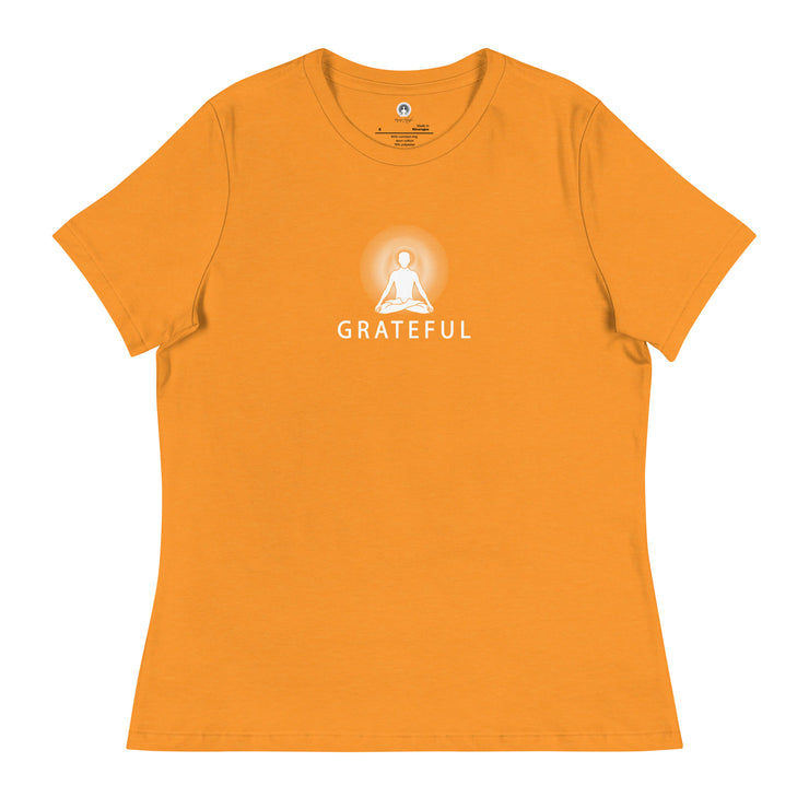 "GRATEFUL" Positive Thought Brand Women's Relaxed T-Shirt (White Graphic)