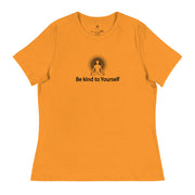 "Be kind to Yourself" Positive Thought Brand Women's Relaxed T-Shirt (Black Graphic)