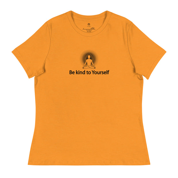 "Be kind to Yourself" Positive Thought Brand Women's Relaxed T-Shirt (Black Graphic)