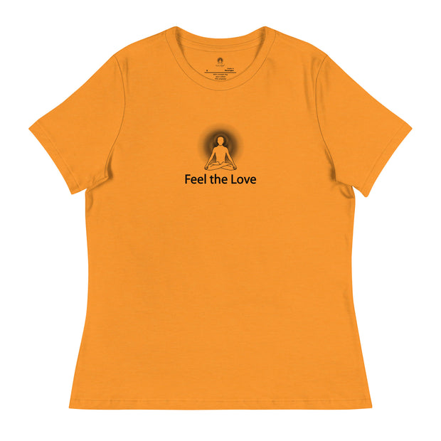 "Feel the Love" Positive Thought Brand Women's Relaxed T-Shirt (Black Graphic)