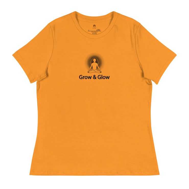 "Grow & Glow" Positive Thought Brand Women's Relaxed T-Shirt (Black Graphic)