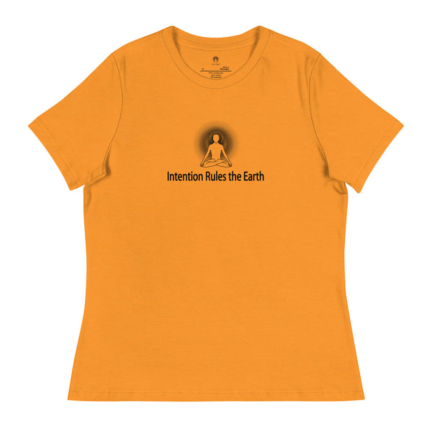 "Intention Rules the Earth" Positive Thought Brand Women's Relaxed T-Shirt (Black Graphic)