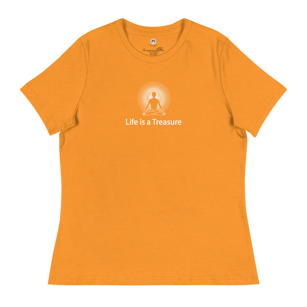 "Life is a Treasure" Positive Thought Brand Women's Relaxed T-Shirt (White Graphic)