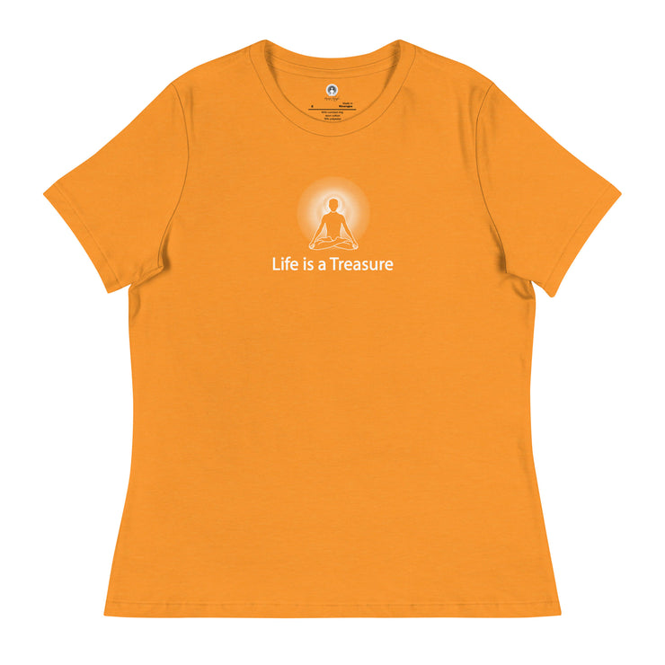 "Life is a Treasure" Positive Thought Brand Women's Relaxed T-Shirt (White Graphic)