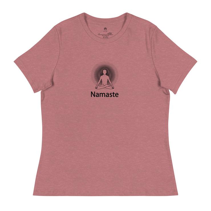 "Namaste" Positive Thought Brand Women's Relaxed T-Shirt (Black Lettering)