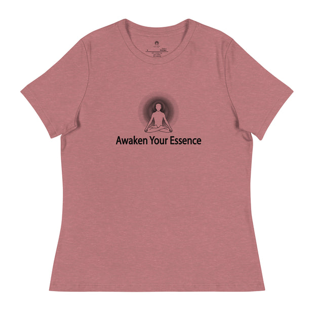"Awaken Your Essence" Positive Thought Brand Women's Relaxed T-Shirt (Black Lettering)