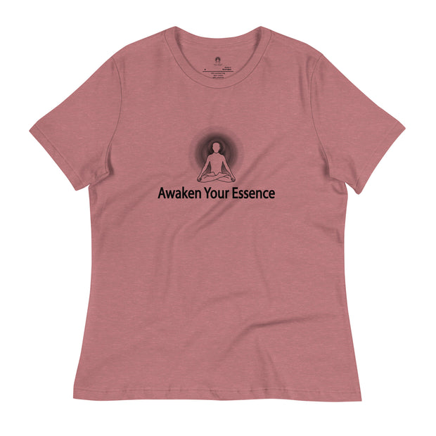 "Awaken Your Essence" Women's Relaxed T-Shirt (Black Graphic)