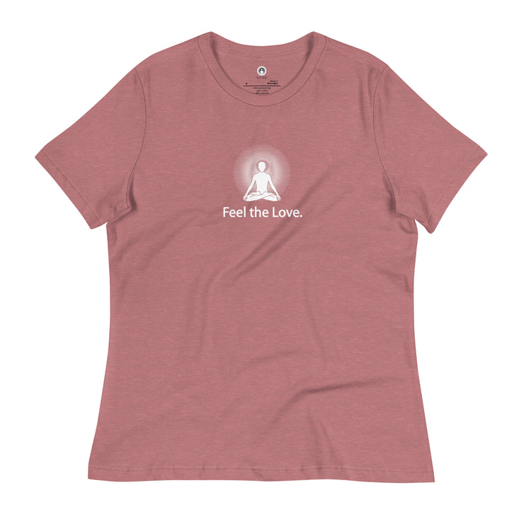 "Feel the Love" Positive Thought Brand Women's Relaxed T-Shirt (White Graphic)