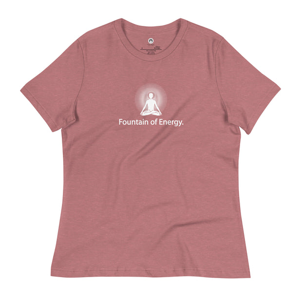 "Fountain of Energy" Positive Thought Brand Women's Relaxed T-Shirt (White Font)