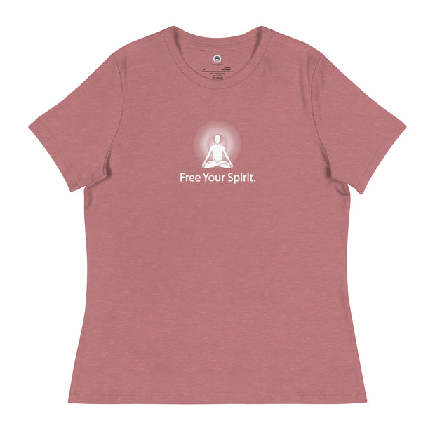 "Free Your Spirit" Positive Thought Brand Women's Relaxed T-Shirt (White Graphics)