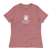 "Give the World Your Spark" Positive Thought Brand Women's Relaxed T-Shirt (White Graphic)