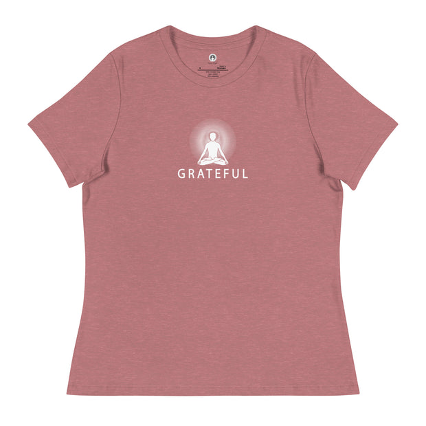 "GRATEFUL" Positive Thought Brand Women's Relaxed T-Shirt (White Graphic)