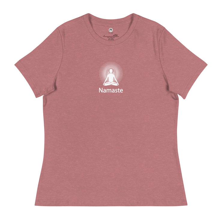 "Namaste" Positive Thought Brand Women's Relaxed T-Shirt (White Graphic)