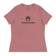 "Be kind to Yourself" Positive Thought Brand Women's Relaxed T-Shirt (Black Graphic)