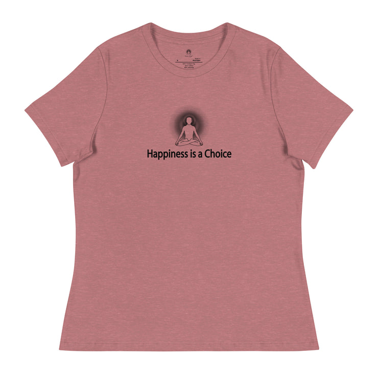 "Happiness is a Choice" Positive Thought Brand Women's Relaxed T-Shirt (Black Graphic)