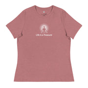 "Life is a Treasure" Positive Thought Brand Women's Relaxed T-Shirt (White Graphic)