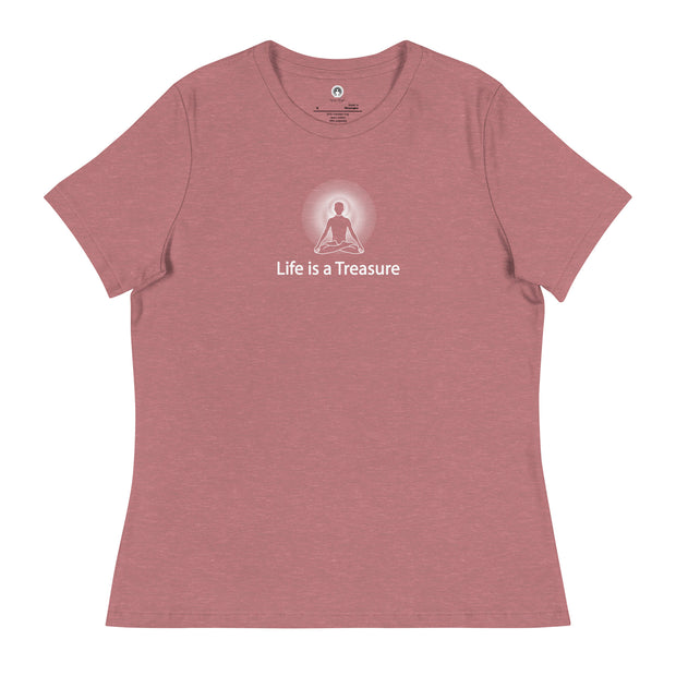 "Life is a Treasure" Positive Thought Brand Women's Relaxed T-Shirt (White Graphic)