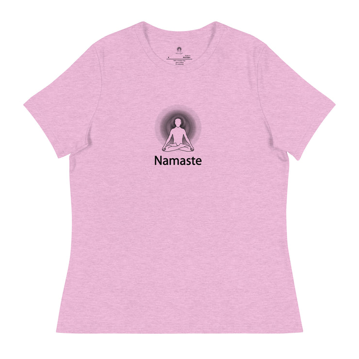"Namaste" Positive Thought Brand Women's Relaxed T-Shirt (Black Lettering)
