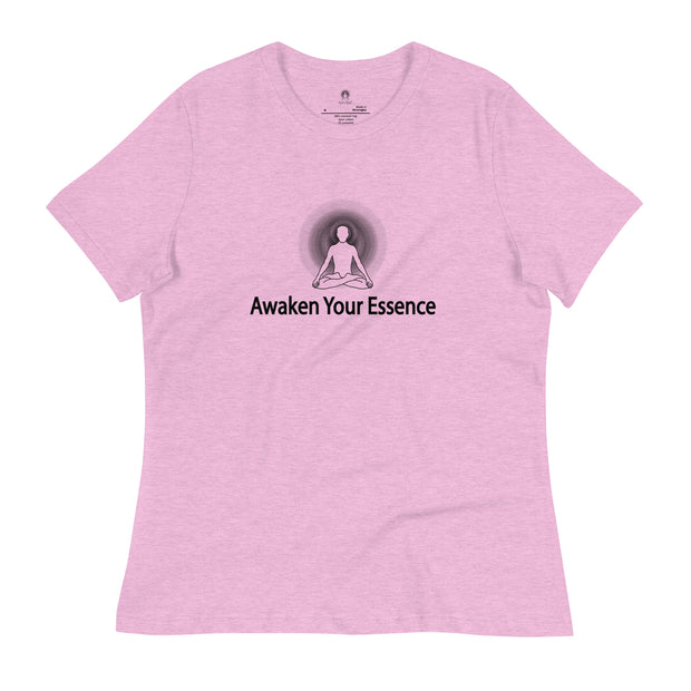 "Awaken Your Essence" Women's Relaxed T-Shirt (Black Graphic)