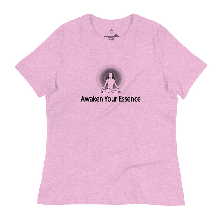"Awaken Your Essence" Women's Relaxed T-Shirt (Black Graphic)